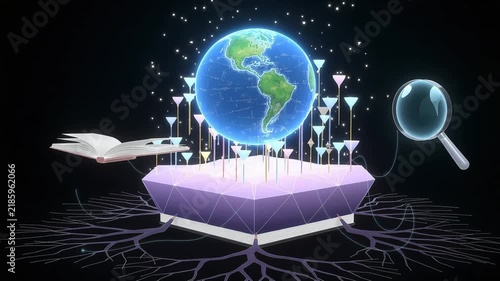 Colorful Cones on Floating Platform with Sparkling Lights