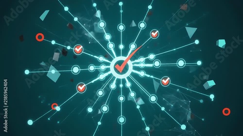 Abstract geometric animation with floating polygons and connections