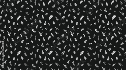 Abstract black and white leaf pattern texture design for textiles and graphics.