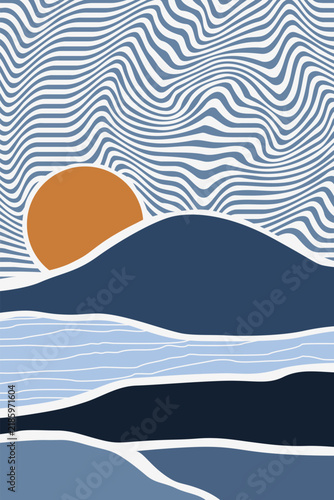 Abstract topographic landscape with flowing contour lines and layered organic terrain forms in warm earthy tones