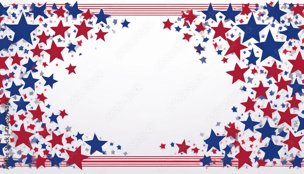 Obraz premium patriotic border frame with red and blue stars isolated on white background