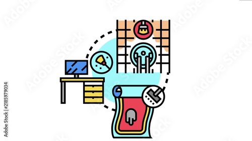 Deep cleaning living room elements including floor, carpet, and furniture in a , picturing a comprehensive approach to home hygiene and tidiness