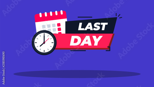 Last Day Countdown Promo Banner UI Element with Calendar and Clock Icons for Flash Sales, Event Registration, and E-commerce