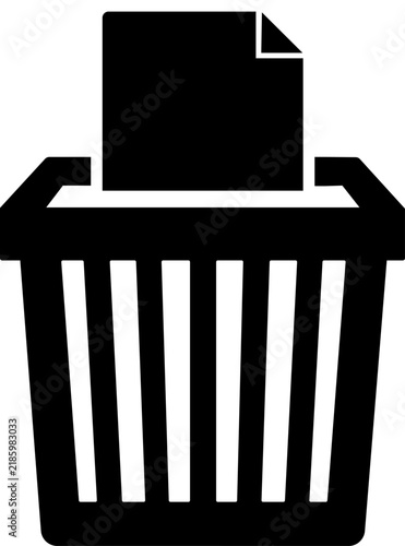 Minimalist Paper Shredder Bin Vector Icon for Document Disposal .
