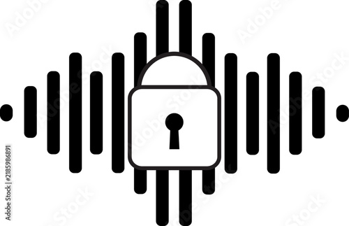 Secure Audio Waveform with Padlock Vector Icon for Voice Privacy and Encryption