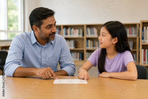 Plakat Dyslexia Classroom Support Tutor Practicing Syllable Rhythm with Young Reader