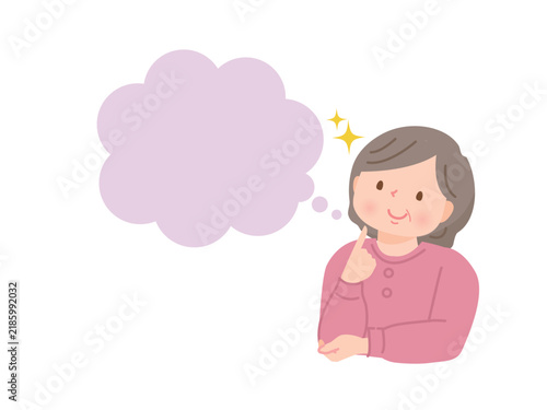 ひらめく中年女性のイラスト