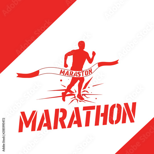 Dynamic Marathon Runner Breaking Through Finish Line Ribbon