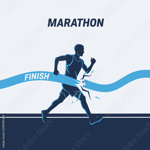 Dynamic Marathon Runner Breaking Through The Finish Line Victory Symbol