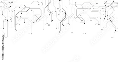 Technology black circuit diagram concept.High-tech circuit board connection system.Vector abstract technology on a white background.	

