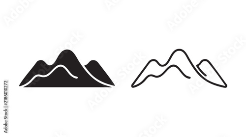 mountain peak range pictogram vector pair icon black black black silhouette with line art vector pair icon