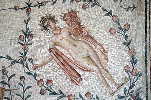 Allegory of Spring roman mosaic in Bardo National Museum, Tunis, Tunisia