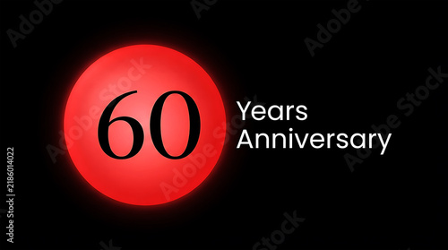 Sixty years anniversary celebration with red circle and elegant typography