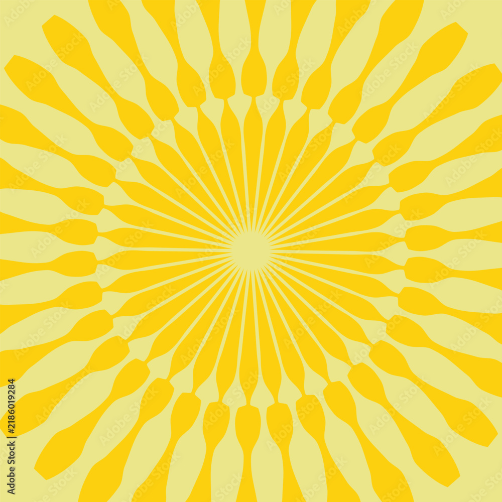 Fototapeta premium Yellow abstract background with light of sunburst. yellow starburst with halftone. sun ray retro background with flash