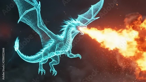 Spectacular Dragon Unleashing Fiery Breath in a Fantasy Realm.