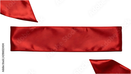 Red satin fabric ribbon waist sash fold