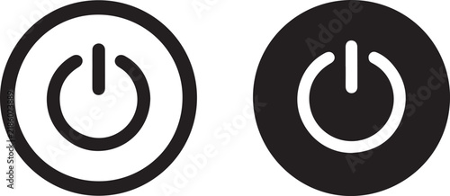 Foto Power button icons set in black and white style