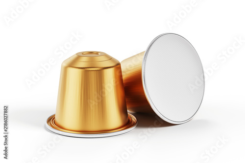 Naklejka Coffee capsules isolated on white - 3d rendering - PNG
