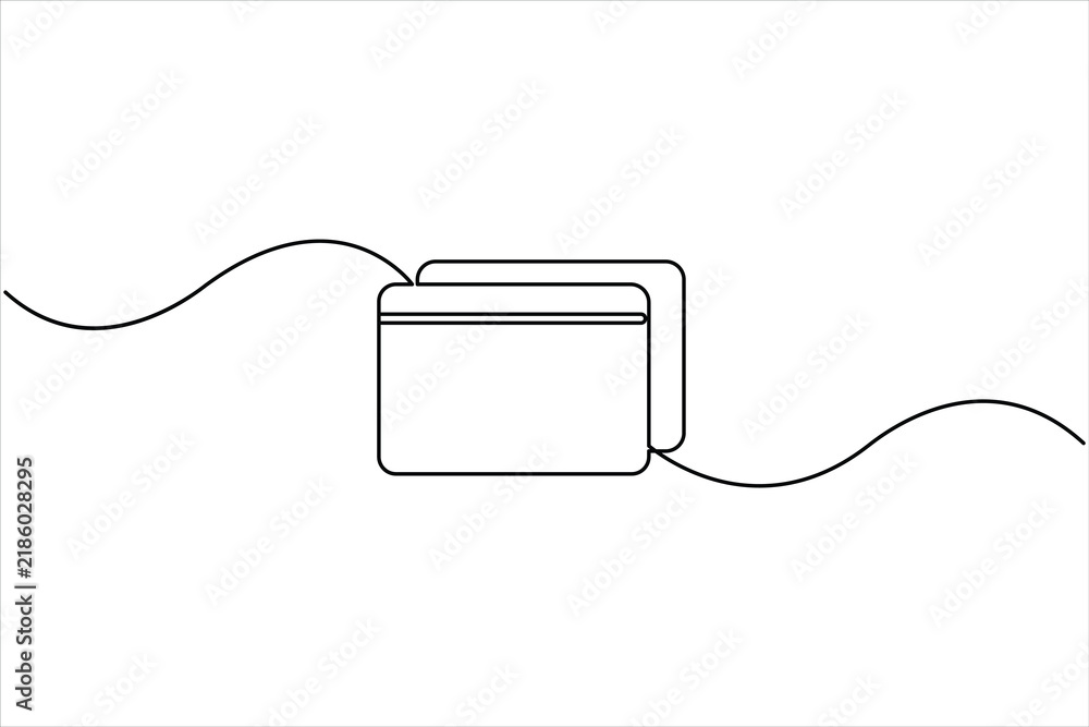 Obraz premium Credit card continuous one line drawing of minimalist finance concept vector art illustration