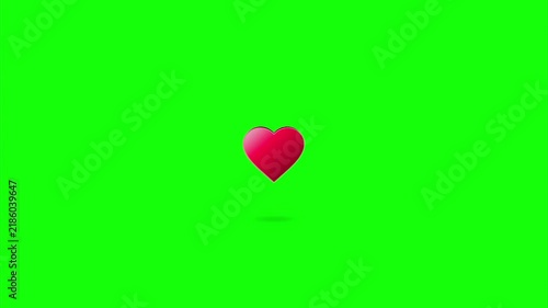 Rotating 3d red hearts floating animation minimalist vibrant chroma key aesthetic green screen overlay for valentine romance social media