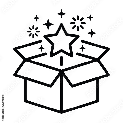 Open gift box with magical star and sparkles surprise icon sparkles surprise celebration