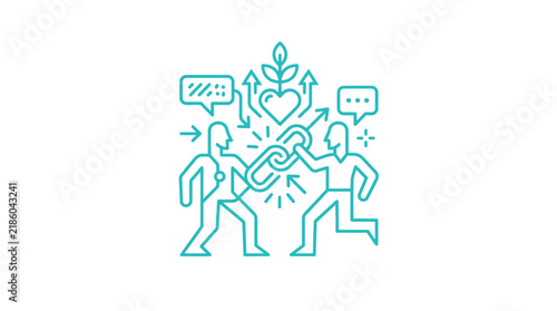 Bild auf Leinwand Teamwork and communication concept with connection and growth