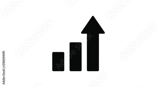 Growth chart with rising arrow is depicted as a black silhouette on transparent background