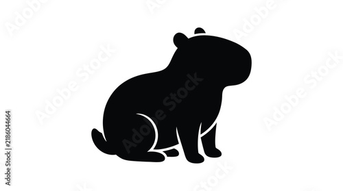 Capybara silhouette on transparent background rodent mammal animal wildlife black monochrome
