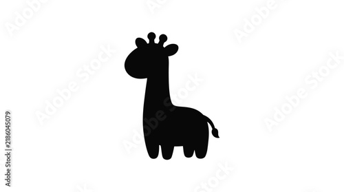 A black giraffe silhouette stands alone on transparent background animal wildlife