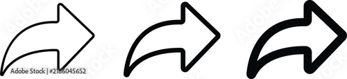 Share arrow icon set for forward send post on isolated transparent background, minimalist vector outline symbol for social publish curved pointer, clean mobile application user interface element