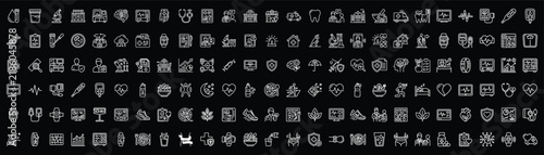 A collection of various medical and health related line icons