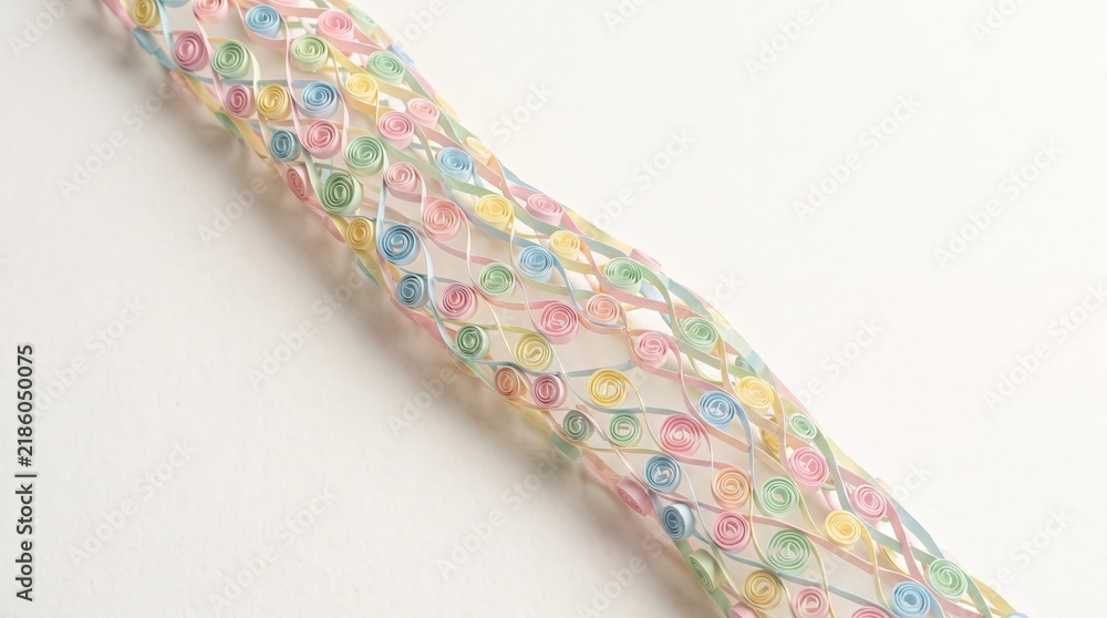 Fototapeta premium Colorful Paper Quilling Strips in Pastel Shades for Crafting and DIY Projects
