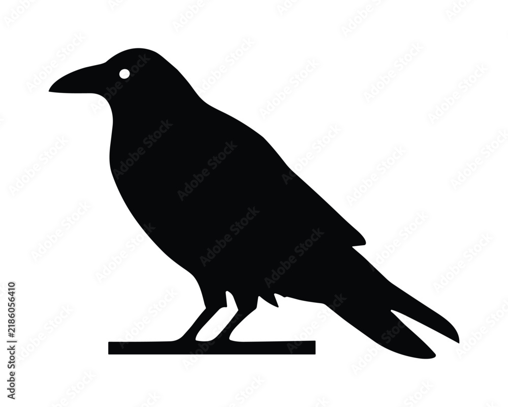 Obraz premium Silhouette of a crow bird isolated on white background