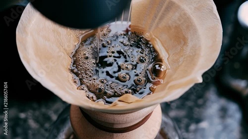 Brewing Fresh Drip Coffee with Glass Chemex Brewer