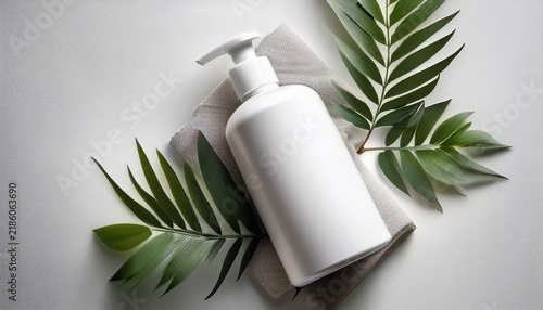 minimalist white product mockup bottles wipes clean modern top view