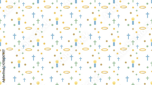 Pixel Art Religious Symbols Seamless Pattern