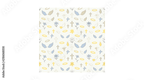 Seamless Religious Pattern with Angelic Symbols