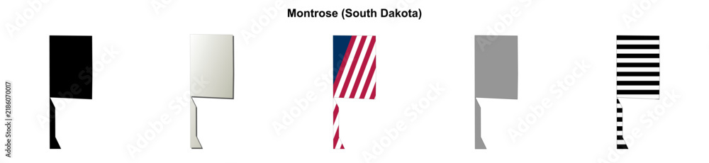 Fototapeta premium Montrose (South Dakota) blank outline map set