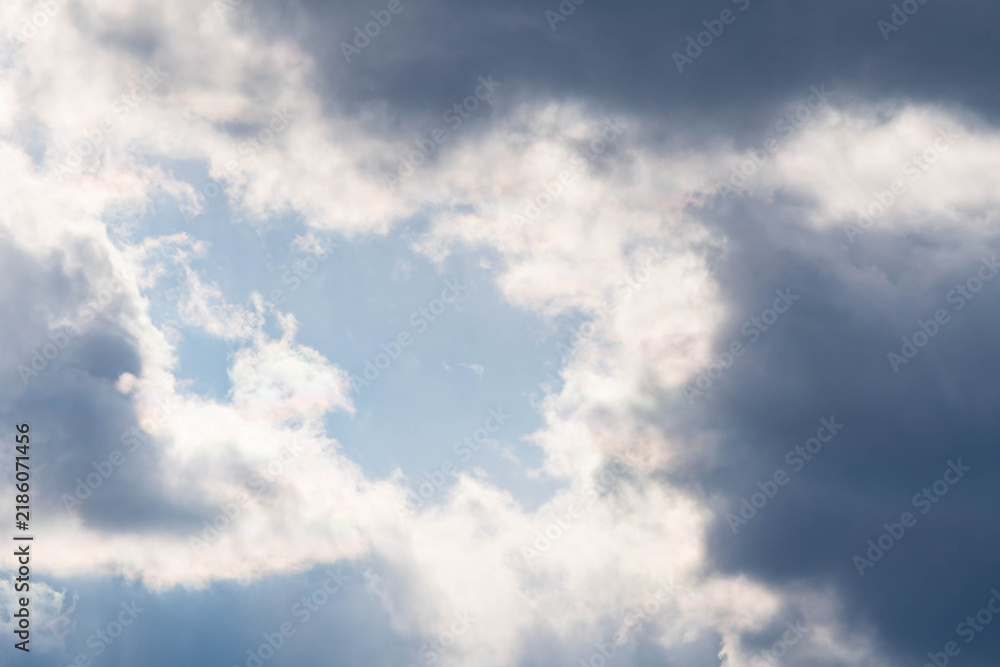 Fototapeta premium Heavenly cloud shining sunlight copy space background image religious backdrop, bokeh selective focus backdrop