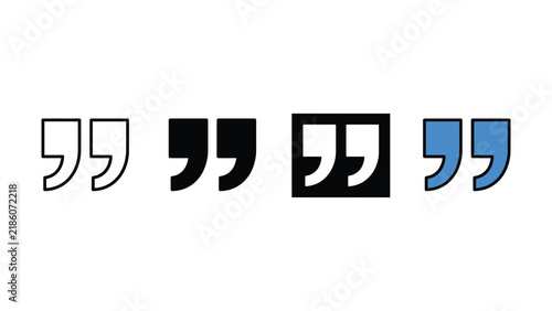 Set of four different styles of quotation mark icon symbols for typography and design projects