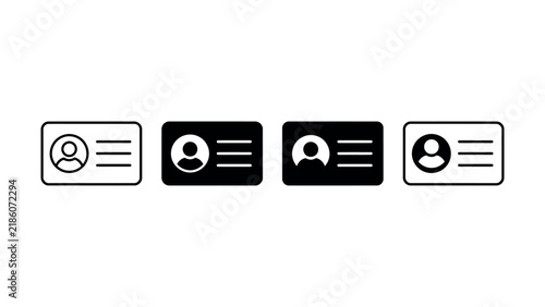Set of four different user identity card icons with person profile avatar and text lines