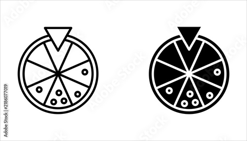 Wheel of fortune line icon set, vector pictogram of roulette. Lottery illustration, casino gambling sign.
