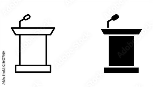 Podium icon set, isolated on white background.