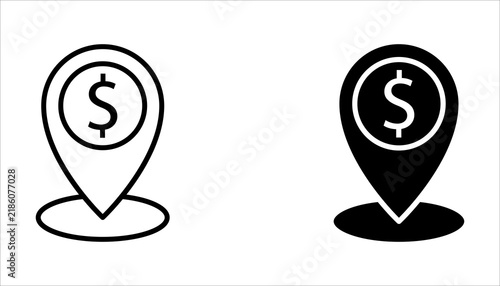 Location Icon Set Symbol Design Illustration, isolated on white background.