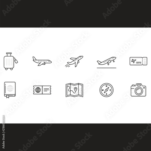 Travel icons set for website and app design