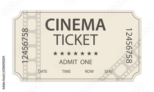 Cinema ticket isolated on white background.