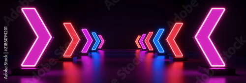 Modern glowing neon light arrow design for forward and backward concept