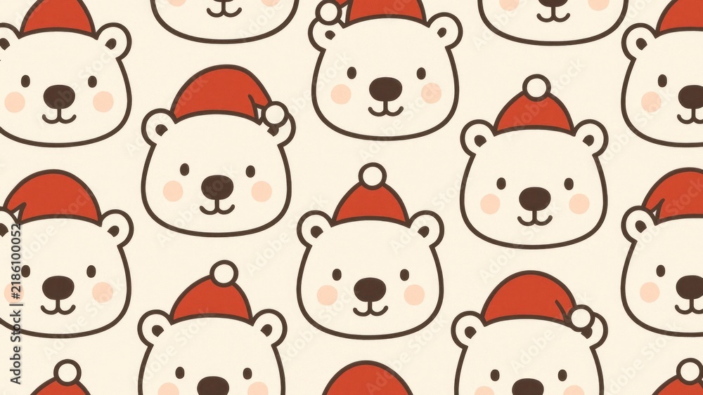 Obraz premium Cute festive polar bear pattern desktop wallpaper