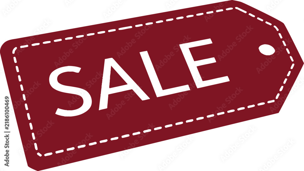 Fototapeta premium Sale tag label graphic in dark red for retail marketing