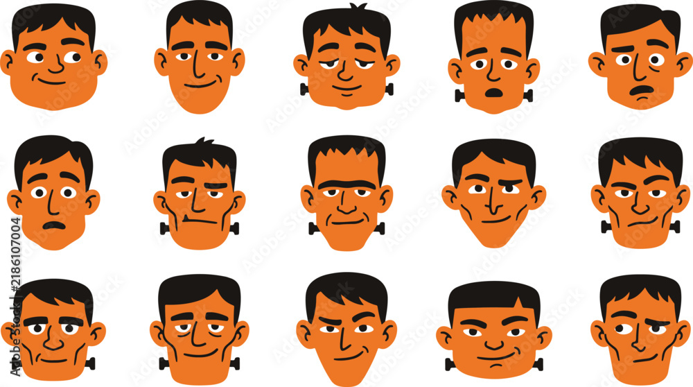 Fototapeta premium A collection of diverse facial expressions and features showcasing variations in human appearance and emotion